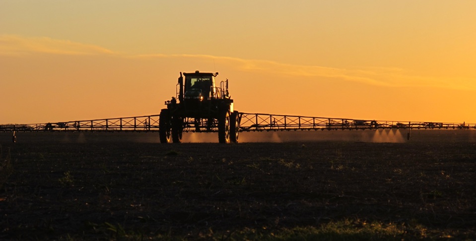 Tractor at sunset